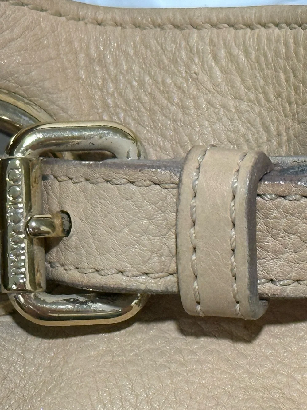 Jimmy Choo Beige Ramona Leather Shoulder Bag with Gold Hardware